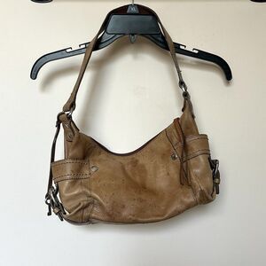 Fossil Leather Shoulder Bag Baguette Brown Zip 75082 Key Charm Compartments
